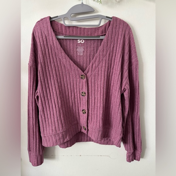 (B37)SO | Ribbed button Cardi - Picture 1 of 5
